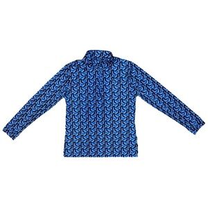 Vineyard Vines Performance Girls 1/4 Zip Merlin Geo Y2KLogo Stretch Nautical